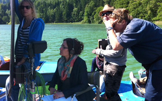 Sabine Derflinger shooting on the Fuschl Lake (Salzburg)